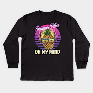 Retro Ananas Summer vibes on my Mind Kids Long Sleeve T-Shirt